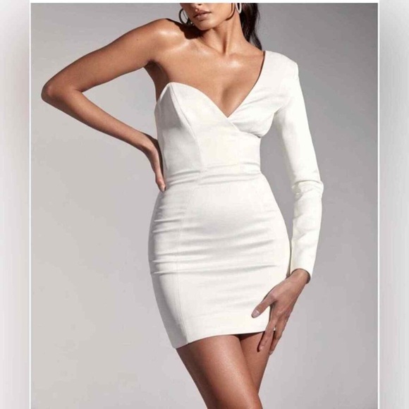 House of CB White One-Shoulder Mini Dress - Picture 1 of 7